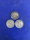 LOT OF 3 - 90% Silver Walking Liberty Half Dollars Circulated (Three Coins)