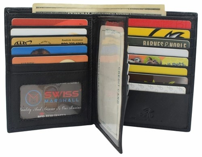 #ad Napa Leather Hipster Bifold Wallet for Men With ID Window and RFID Blocking $24.99