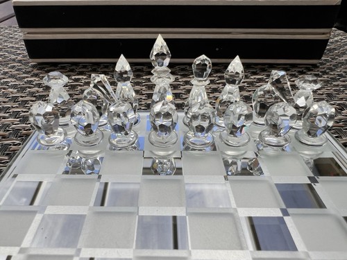 Handcrafted Rare Mini Chess Set with Board , Bohemian Crystal. Preciosa. - Picture 11 of 15