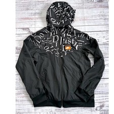 Nike Kids Just Do It All Over Print Hooded Windbreaker Jacket Black White Boys L