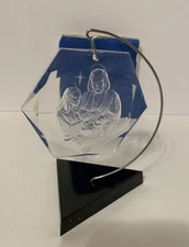 Vintage Henco Nativity Hanging Christmas Crystal Ornament with Base & Box