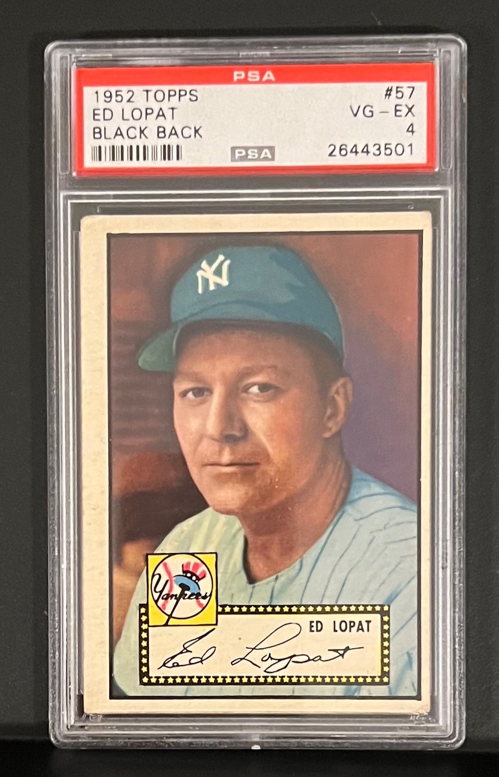 1952 Topps Ed Lopat Black Back #57 PSA4