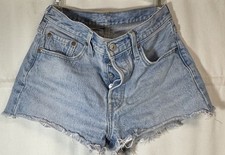 Levi s 501 Cutoff Shorts Women s 27 Light Wash High Rise Button Fly Frayed Denim