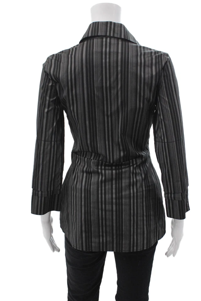 Túnica Bailey 44 para mujer negra seda a rayas cuello manga 3/4 talla S Foto 3 de 4