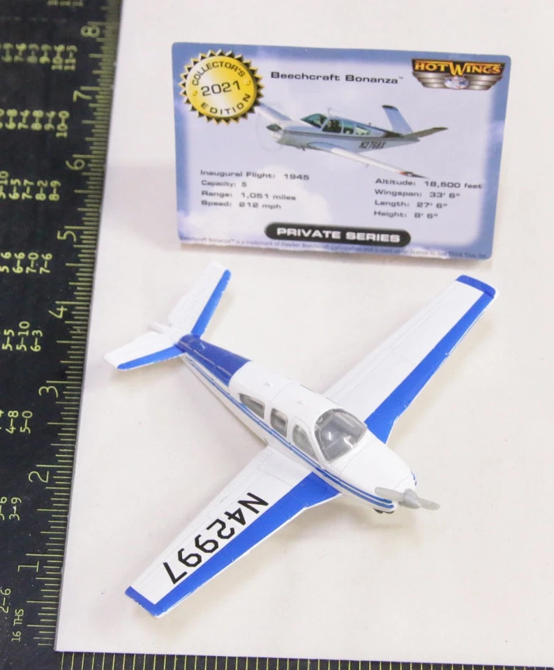 Hot Wings Beechcraft Bonanza #13112 Die Cast Metal Airplane N42997 PLANE ONLY - Image 2 of 4
