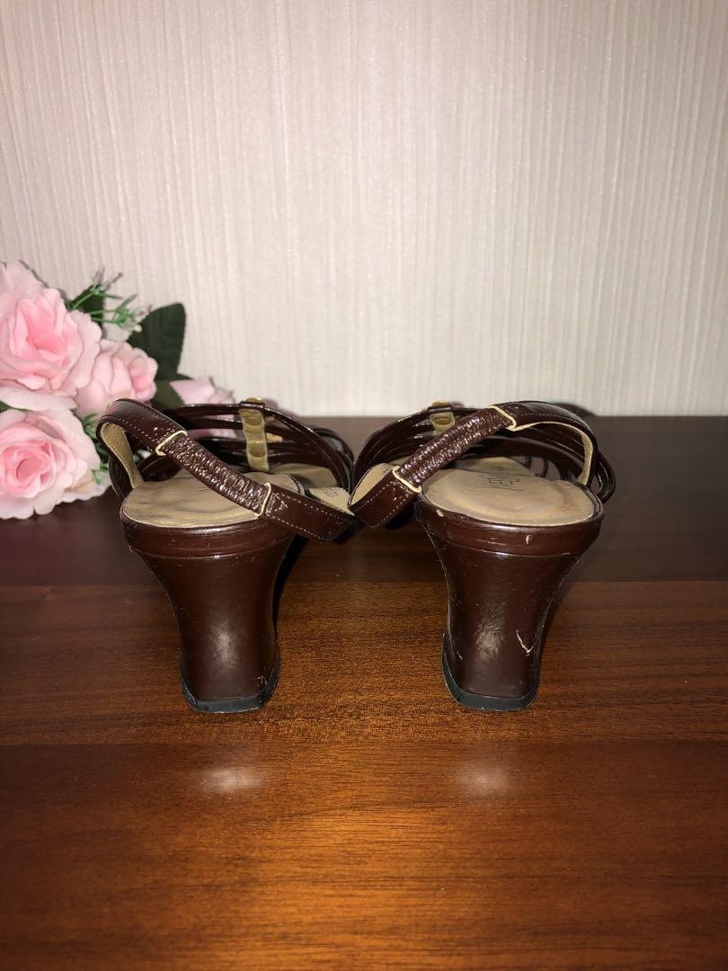 Autentici sandali Yves Saint Laurent fiori oro marrone scuro taglia 35 5 donna