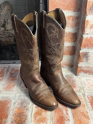 Vintage Dan Post Brown Leather Western Boots Women s Size 8.5 M Cowboy