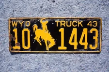 1943 Wyoming Truck License Plate
