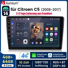 Autoradio Für Citroen C5 2008-2017 8Kern 4+64GB Android 14 Carplay GPS Navi WIFI