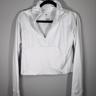 All in Motion Women s White 1/4 Zip Mock Neck Raglan Top w/ Pockets M
