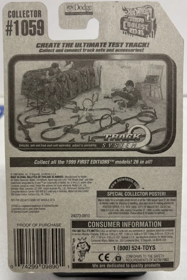 Remolque Hot Wheels White Dodge Ram 1500 1999 edición especial no. 1059 (K) Foto 4 de 4