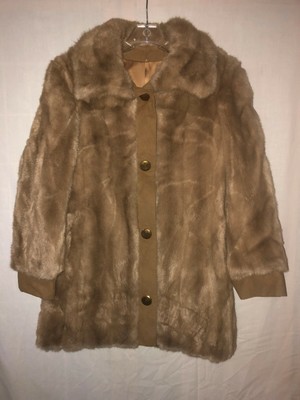 FAUX FUR MINK JACKET COAT SIZE 