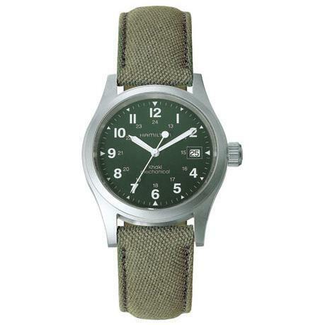 時計 HAMILTON KHAKI MECHANICAL H69419363 Hamilton Khaki Field Green Men's Watch with Canvas Band