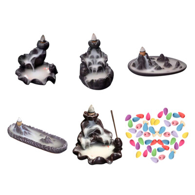 Incense Burner Ceramic Incense Cone Tower Backflow Stream Back Down Holders QDE