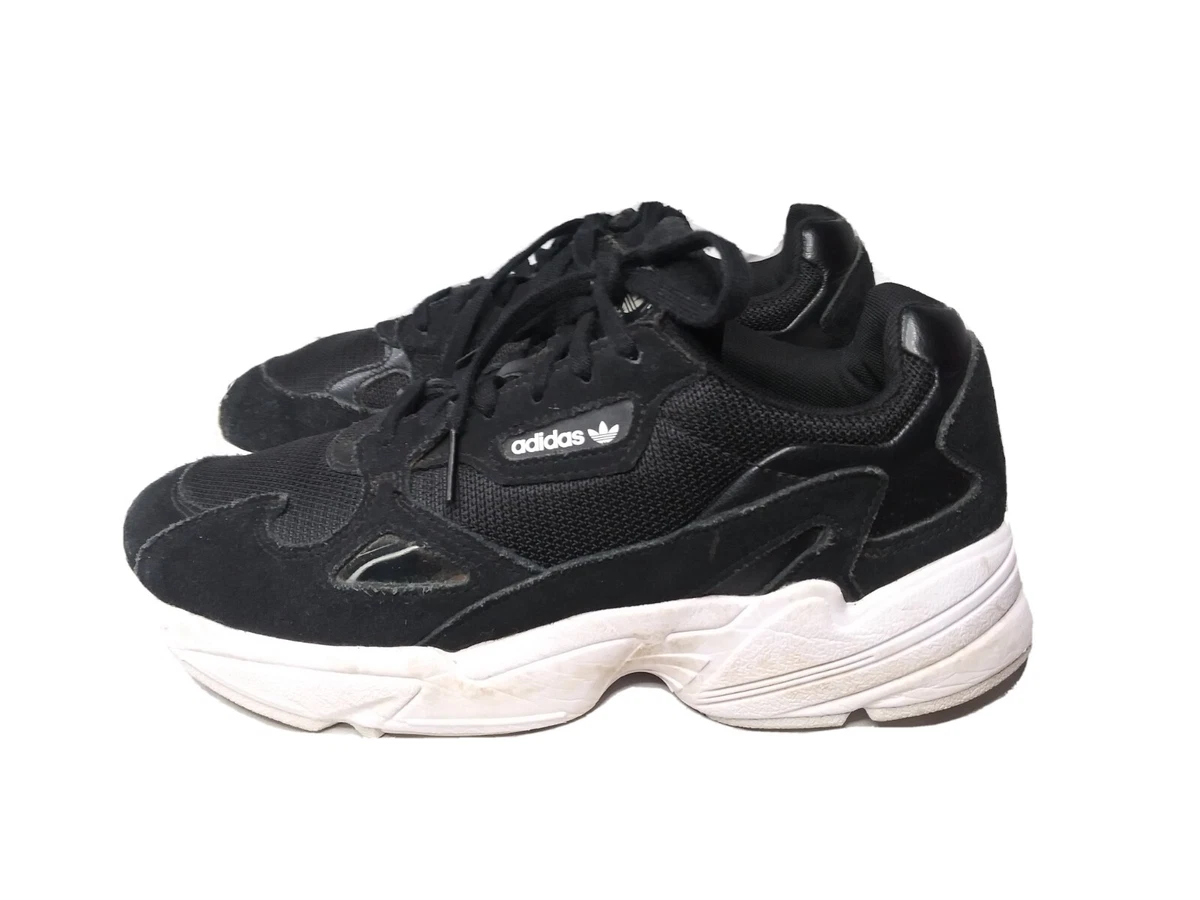 Adidas women's black clearance & white falcon sneakers