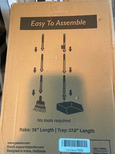 PAWLER Pooper Scooper for Dogs 50% Larger Tray Easy to wash Rake & Tray Set - Picture 3 of 4