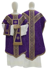 Purple Violet Pugin Chasuble with stole Vestment Casulla Morada Casula PY849F26