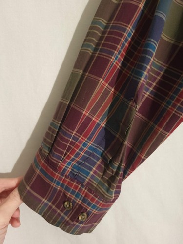Chaps-Women Blue Green Burgundy Plaid Long Roll Tab Sleeve Button Shirt Top-2X - Picture 5 of 7