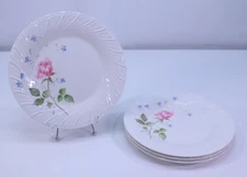 VTG Anacapa Melamine Ware Dinner Plate Set of 4 Floral Pink Rose Grannycore