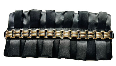 Coco+Carmen Wallet party wedding Clutch Trifold black satin pleated silver NWT