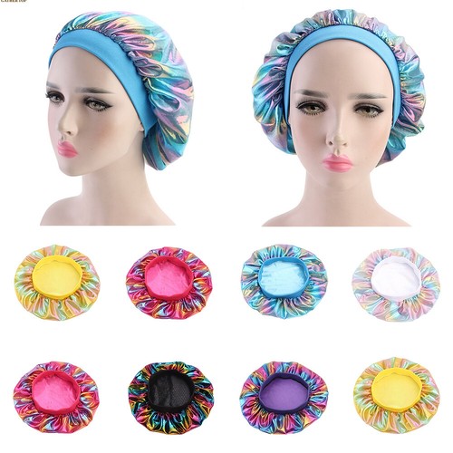 Women Sleeping Bonnet Hair Wrap Silk Satin Cap Elastic Night Soft Hat Headwear [ - Picture 2 of 46