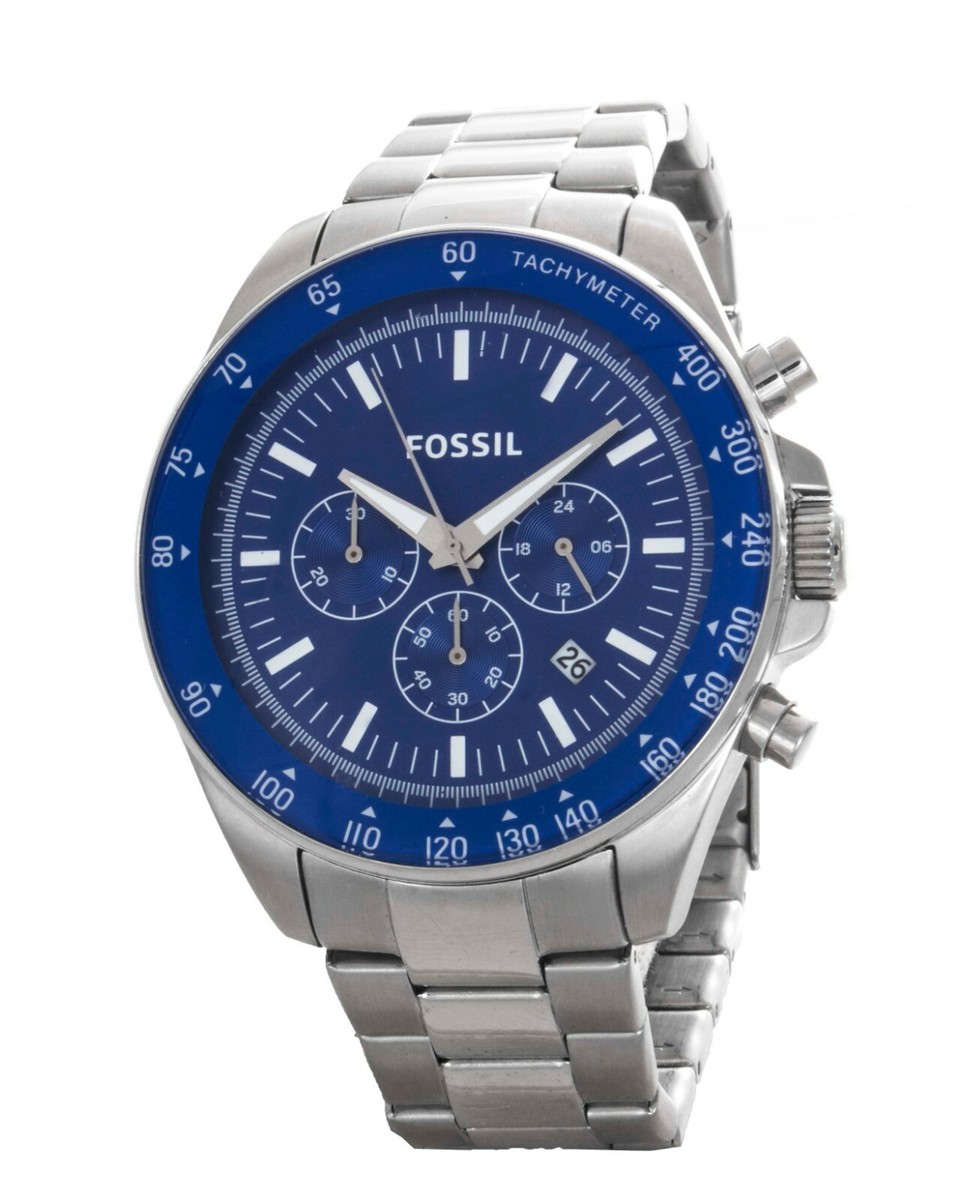 Fossil BQ2172 Blue Dial Stainless Steel Chronograph Men's Watch | eBay