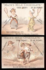 MACK'S MILK CHOCOLATE, 2 MATCHING TRADE CARDS, TENNIS LADIES &  CHILDREN  TTC668