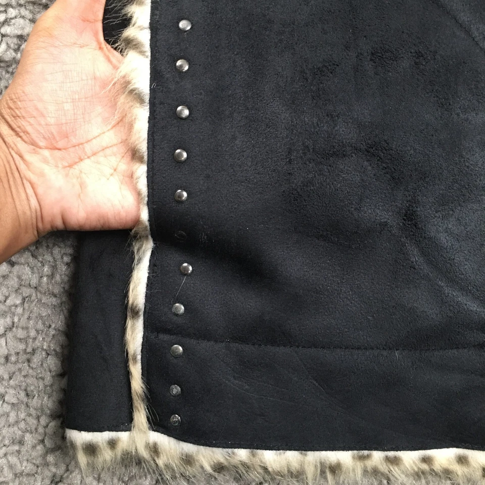 Chaleco Dennis Basso Mujer Talla M Leopardo Imitación Piel Tachonado Cremallera Completa Cuello Nuevo con Etiquetas Foto 3 de 4