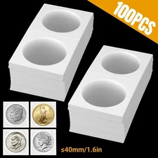 100pcs 40mm Coin Holder Cardboard Mylar Paper Flip 2x2 for Collection Album Book