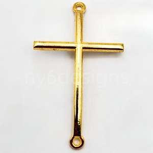 Authentic Gold-Plated Cross Pendant Beads Good for Bracelet 49x29mm– Gothic Style Jewelry
