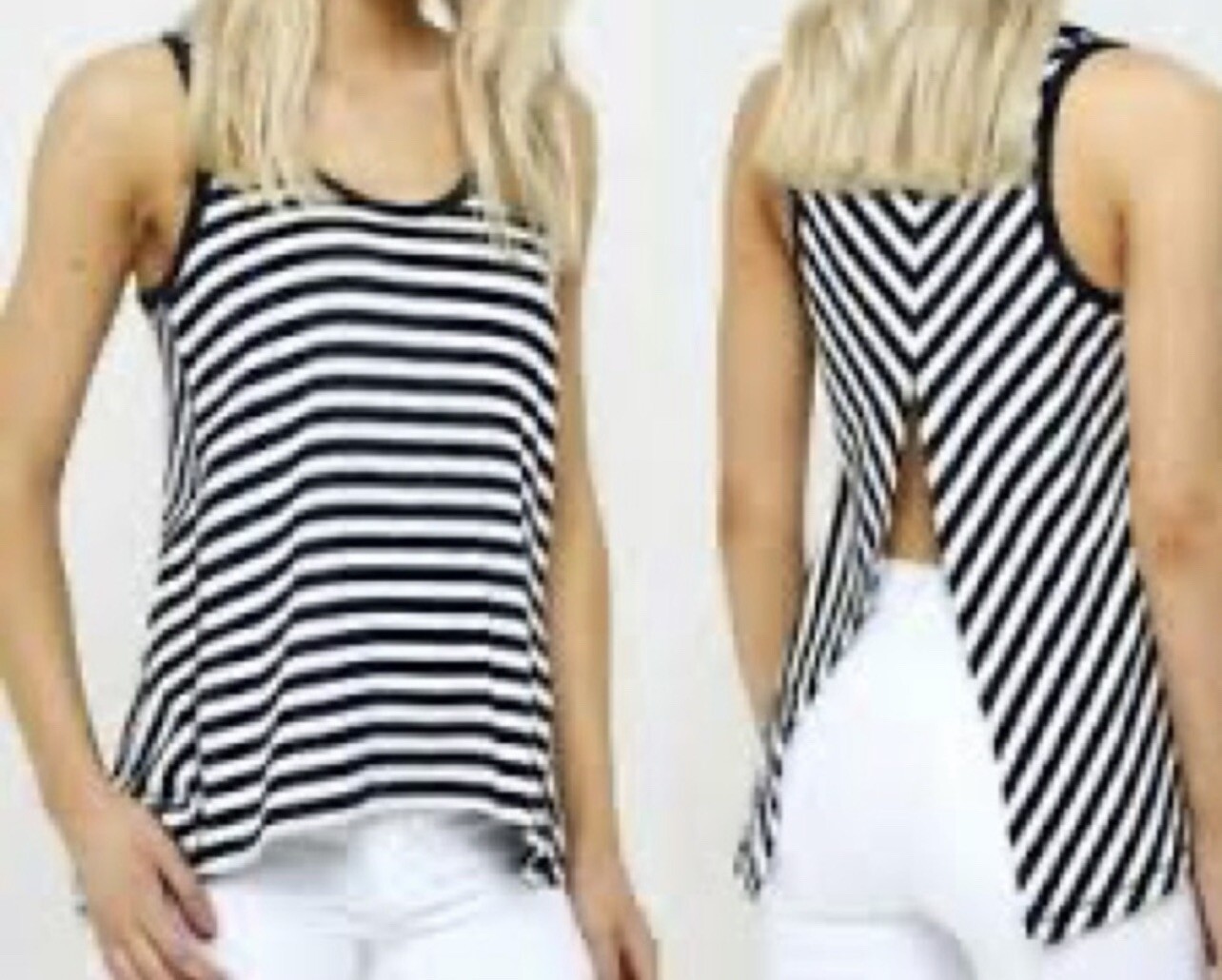 rag & bone “Kat” split-back striped tank top moda… - image 1