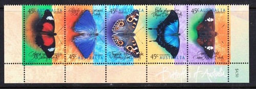 1998 Australian Stamps - Butterflies - MNH Bottom Strip of 5