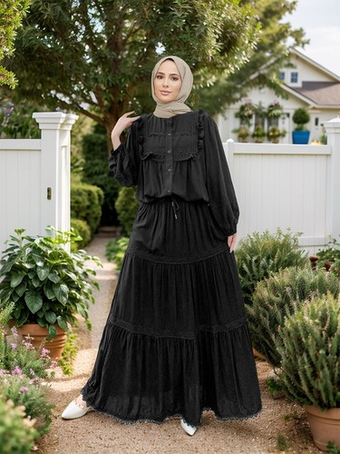 Muslim Women Blous Top Long Dress Causal Islamic Dubai Kaftan Maxi Robe Outfits - Picture 9 of 15