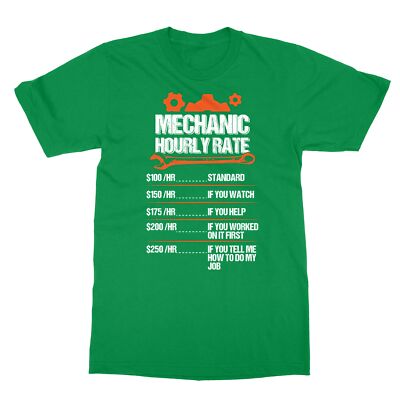 Funny Mechanic Hourly Rate Gift Labor Rates Men's T-Shirt