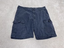 Vintage Wrangler Shorts Mens 38 Blue Cargo Chino Khaki Relaxed Fit Cotton