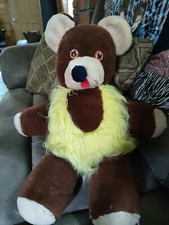 Vintage Teddy Bear Plush 21" Unique Furry 1960s Stuffed Animal