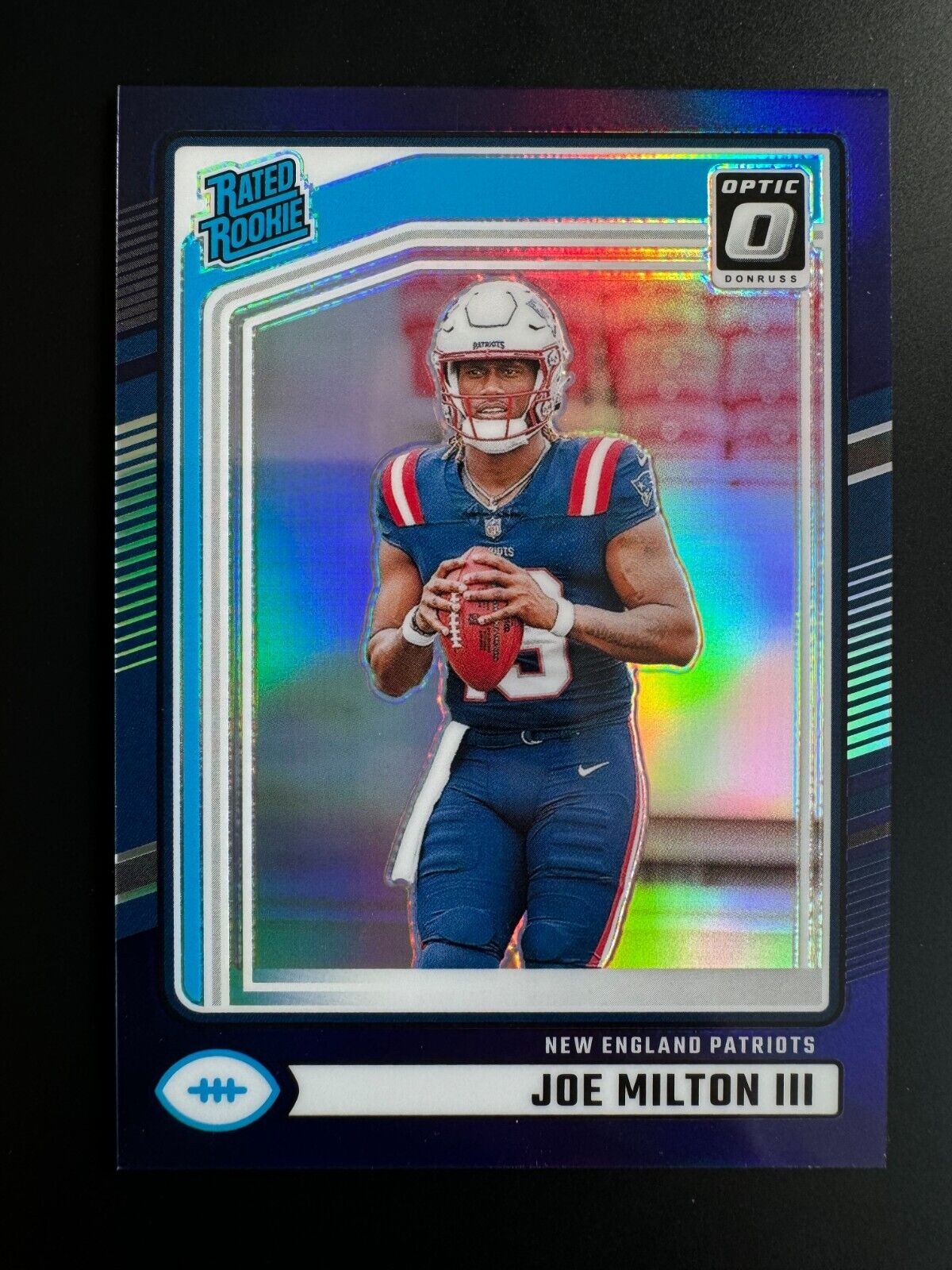 2024 Donruss Joe Milton III Purple Optic Preview Holo /50 Patriots (RC) Rookie