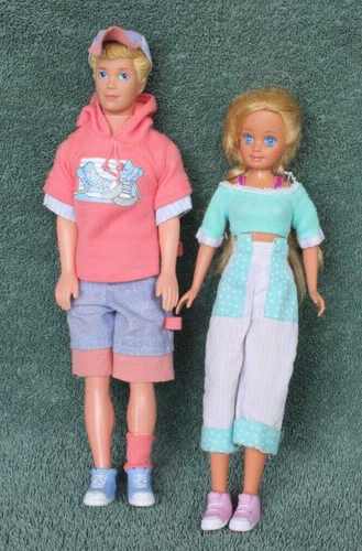 Vintage Barbie 1993 Cool Crimp Kevin & Courtney Dolls Skipper Mattel Blonde