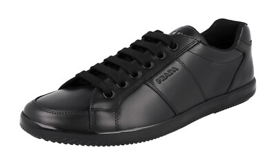PRADA OFFSHORE SNEAKER SCHUHE 2EG355 KOMPLETT SCHWARZ LEDER NEU