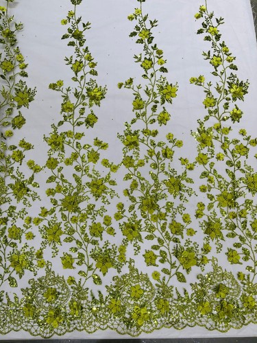 Princess 3d floral design embroider beaded with pearls on a mesh (by the yard) - Picture 66 of 87