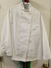 Kitchen Basix White Chef Coat Jacket Work Cook Uniform Long Sleeve 38 Small NEW