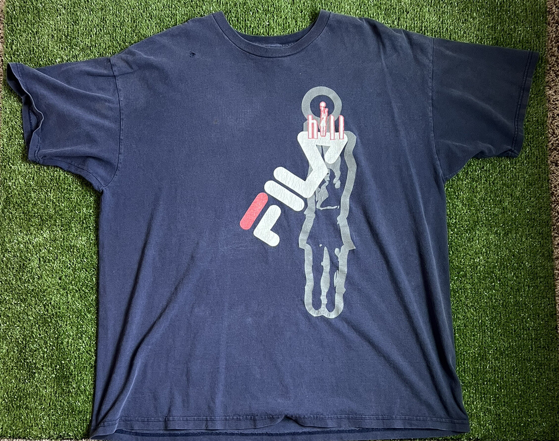 T shirt basket vintage FILA Made in USA Uomo XL Navy