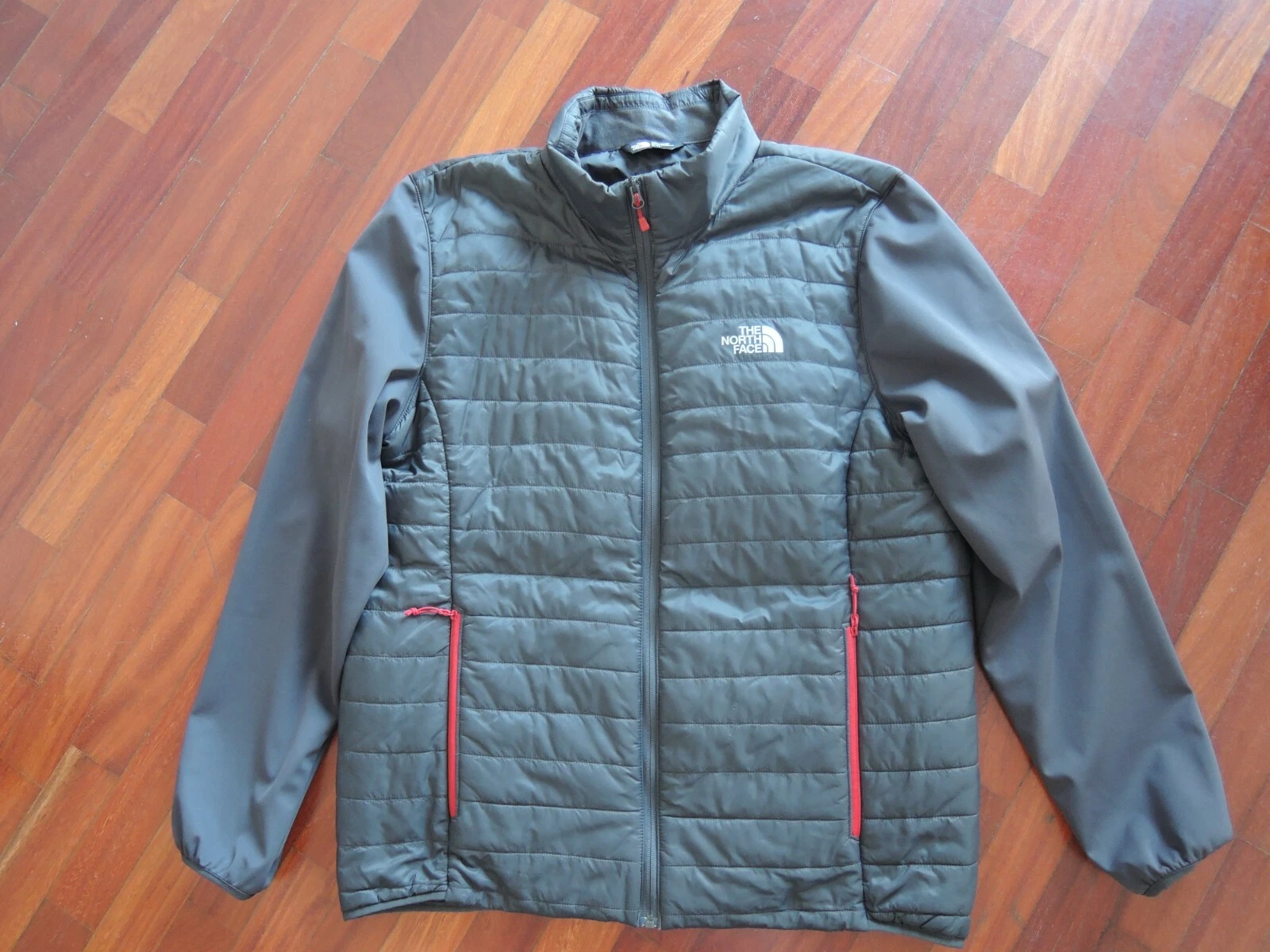 THE NORTH FACE GREY LINED JACKET RED ZIPPPERS XL