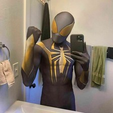 Black Golden Spiderman Jumpsuit Spider-man Cosplay Costume Halloween Adult/Kids