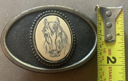 Vintage Scrimshaw Oden Inc Bronzetone Metal Oval Horse Head Belt Buckle - Picture 6 of 6