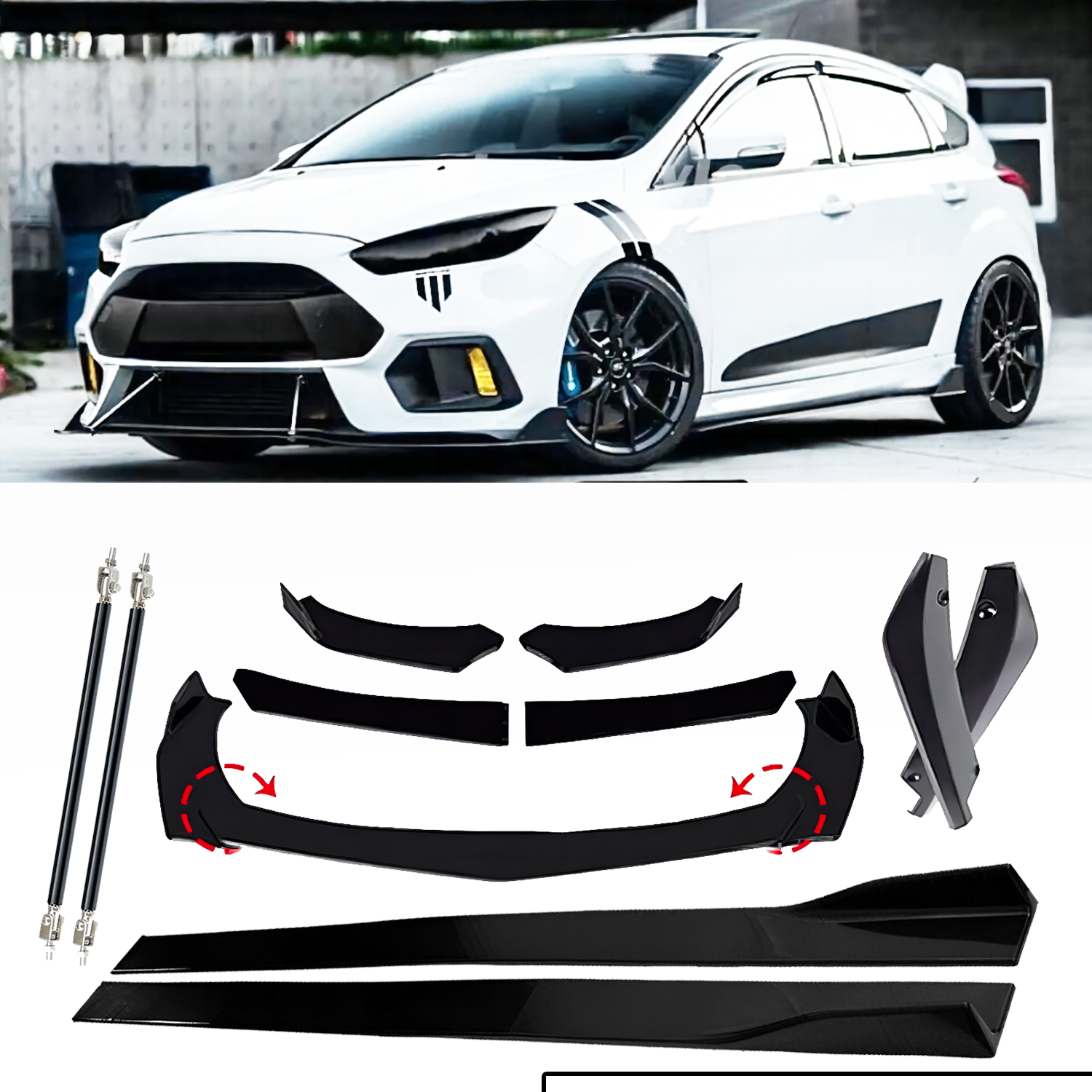 Ford Fiesta ST SE 2000-2019 Front Rear Bumper Lip Spoiler Side Splitters