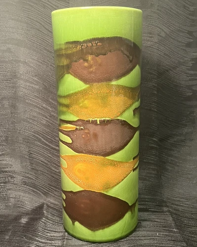 Vtg MCM Royal Haeger Earth Wrap Vase Pottery Lava Glaze Green Brown Retro