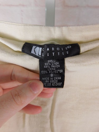 Carole Little Boho Linen Blend Beaded Floral A Line Skirt Size 8 - Picture 10 of 12