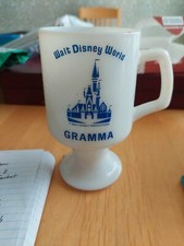 Vintage Souvenir Walt Disney World Gramma Milk Glass Footed Mug
