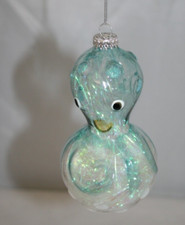 Seas  Greetings Octopus Blown Glass Hanging Holiday Nautical Coastal Ornament